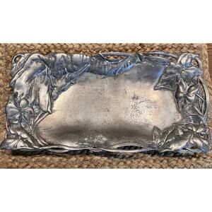 Arthur Court Elephant Leaves Tray‎ 1999 Vintage Metal Silver-Tone, Rectangular
